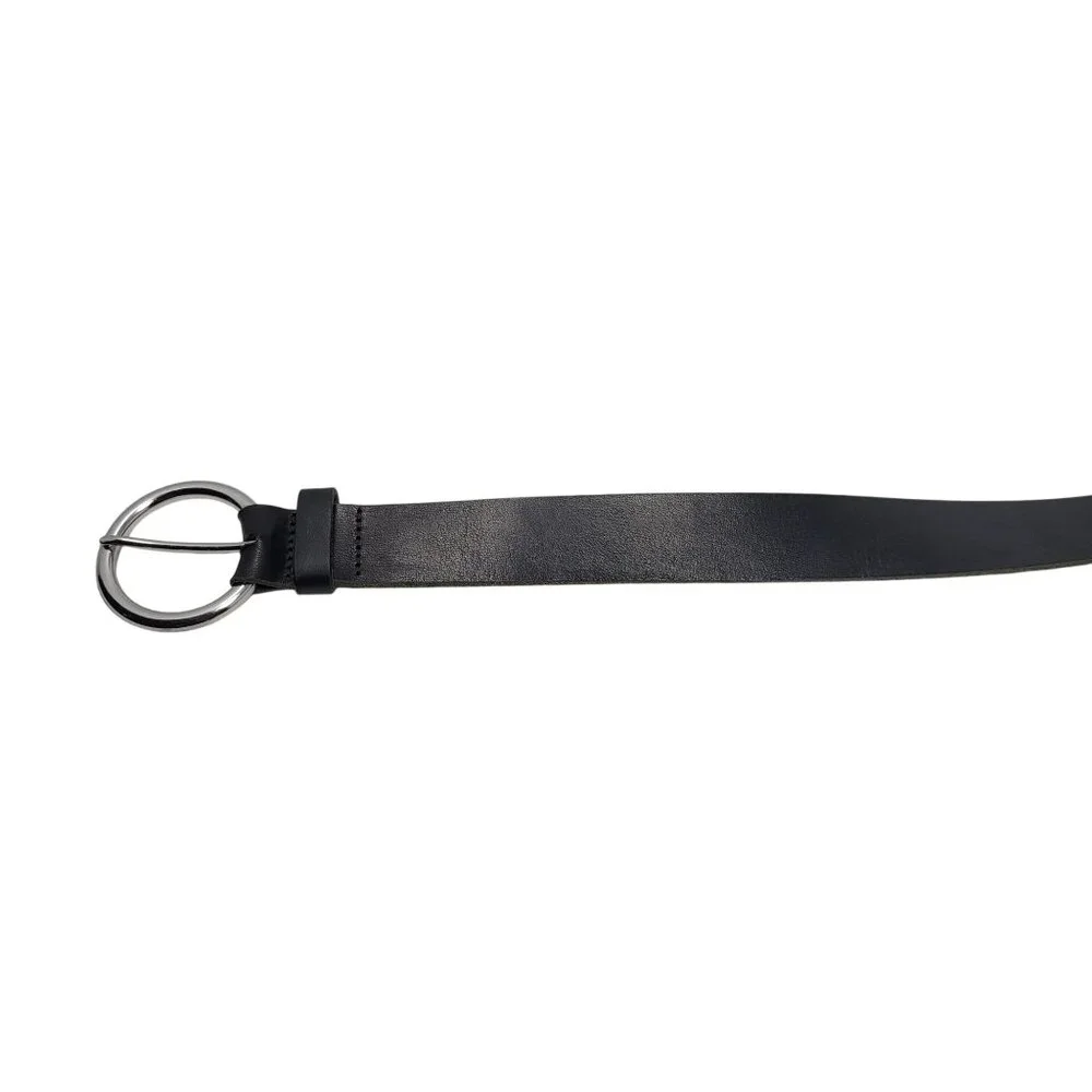 Mens Diesel‎ Black Italian Genuine Leather Belt Sz S Logo Embossed Silver O-Ring
